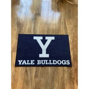 Yale Bulldogs Blue White Spellout Logo Door Rug 18x29